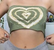 & Other Stories Sage Green Bleach Brush Hand Painted Cropped Tube Top