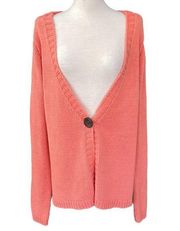 SOFT SURROUNDINGS Chunky Knit Cardigan Sweater Orange Button Front Sz L.