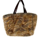 Pottery Barn Faux Fur Tote Brown 20" x 12" x5"