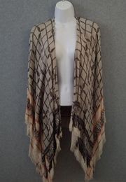 Do everything in Love Kimono Women One Size Brown Gray Poncho Pullover Cover Up