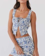 Peppermayo NWT Take Me Away Corset Top - Blue Paisley