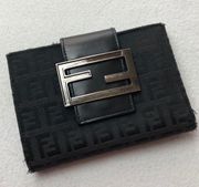 Fendi Zucca Monogram Wallet Black Canvas & Leather Silver HARDWARE