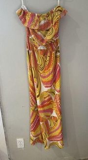 Trina Turk‎ Banana Republic Colab Womans Dress Maxi SZ 2 Yellow Strapless G0182