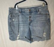 Maurices Button Fly Distressed Light Denim Jean Shorts SIZE 20 Plus Size