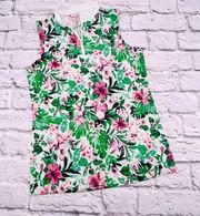 NEW Tommy Bahama Golf Shirt Size XS White Green Pink Floral Sleeveless 1/4 Zip