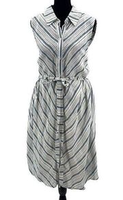 Ava & Viv Womens Striped Linen Blend Button Front Summer Shirt Dress Blue 2X NWO