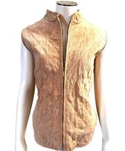 Ann Taylor Suede 100% Leather Body Lining 100% Cotton Dressy Tan Vest Size L