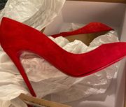 Red Eloise 100 Loubi Suede Veau Velours Classic Stiletto Heel Pumps