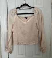 Shimmery Smocked Long Sleeve Top