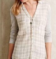 Holding Horses Womens Forsby Plaid Button Up Tunic Blouse Plaid Gauze S