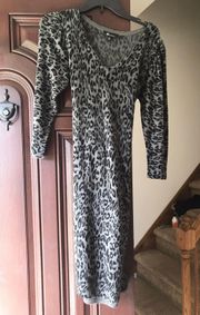 Women Black Leopard Dress With Belt