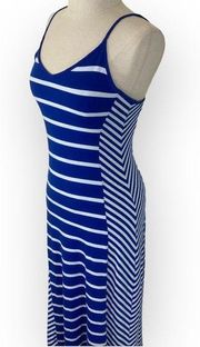 Guess blue white maxi dress, ladies xs stretch knit jersey long summer dress