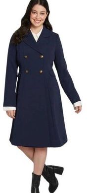 NWT Modcloth Along for the Ride Navy Blue Crepe Coat Size MEDIUM