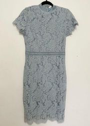 Downeast baby blue midi dress dainty lace girly size small tea party elegant