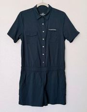 Vineyard Vines Harbor Belted Quick Dry Black Romper UPF 30 Size 8