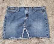 l.e.i. Vintage Y2K Denim Cut-Off Waistband Low Rise Mini Skirt Size 9