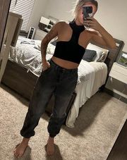 F21 black cargo jogger