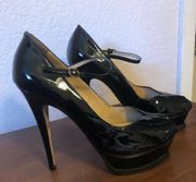 Yves Saint Laurent YSL Patent Leather Peep Toe Heels Size 9