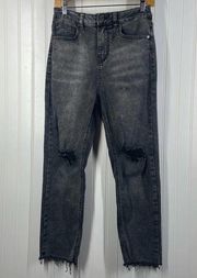 Indigo Rein Women's Gray Acid Wash Distressed Skinny Jeans Size W29