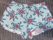 flower printed teal shorts 