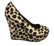 Textured Leopard Print Mixxy Super Platform Wedges Heels Size 7.5