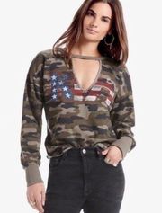 Lucky Brand  Kiss Band Graphic Camo Lightweight Pullover Sweater Small