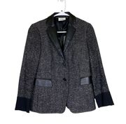 Akris Punto Wool Blend Tweed Faux Leather Blazer Size US 8