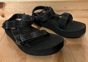 black speckled strappy platform sandals 7