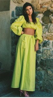 Charlie Holiday Peyton Lime Green Maxi Skirt Size Small