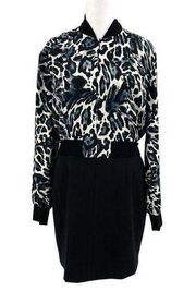 NWT Black Halo Animal Print Long Sleeve Cocktail Work Mini Dress size 6