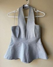 Susana Monaco Grey Halter Strap Peplum Top Women's Size 10