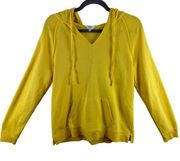 Crown & Ivy Bright Yellow Long Sleeve Hooded Hand-Warming Pouch Sweatshirt Sz L