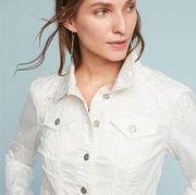 Pilcro and the Letterpress Denim Jacket Button Up Collared Long Sleeve White S