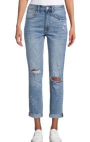 NOBO high rise waist straight relaxed fit distressed jeans junior’s Size 9