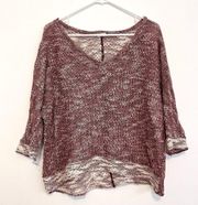 KUT FROM THE KLOTH STITCH FIX Nancy Marled Sweater Top Burgundy Red 3/4 Sleeve S