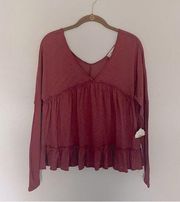 Altar’d State Rust Red Peplum Top NWT BOHO