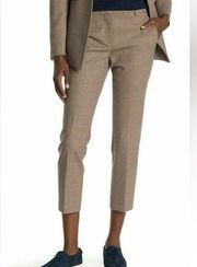 Theory Treeca 2 Multi Portland Check Pattern Virgins Wool Cropped Slim Pants