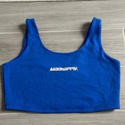 NEW MADHAPPY ATHLETICS BIKER TANK BLUE SPORTS BRA SZ LARGE