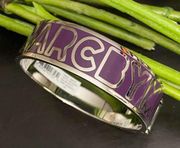 MARC JACOBS Dark Magenta Logo Enamel Hinged Bangle Bracelet