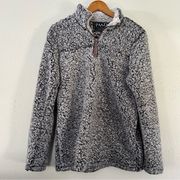 Paaza Grey Quarter Zip Sherpa Pullover Sweatshirt Comfy Soft Fall Casual Medium