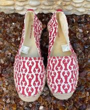 Naturalizer Women's Red and White Lobster Pattered Espadrilles. Size 7M.