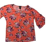 Kristin Nicole floral Large v-neck top-layer sleeves armpit 23” length 26”-03