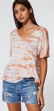 young fabulous and broke tie dye v-neck ruched draped tee shirt