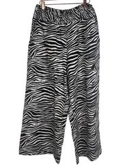 Tahari Zebra Strip Linen Blend Wide Leg Cropped Pants SZ L