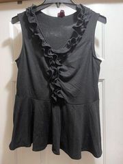 Merona XL ruffle detail black tank