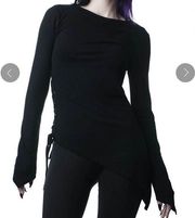 Killstar Mercury Rising Asymmetrical Ribbed Longsleeve Size Small