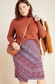 [Anthropologie] A+ Carolina Knit Pencil Skirt Geometric Asymmetrical Wrap Sz 1X