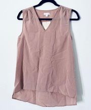 14th & Union Nordstrom Gingham Tank Top XSP Petite XS Mauve V-Neck Womens Blouse