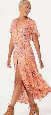 Haute Hippie Women size Medium Tribe Floral Wrap Maxi Dress