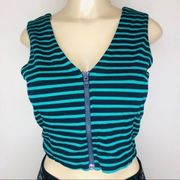 Armani exchange green and blue zipper crop top